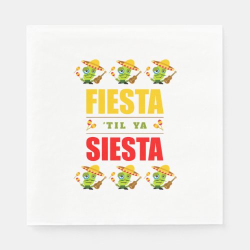 Festive Fiesta Til Ya Siesta Cinco de Mayo Cactus Napkins