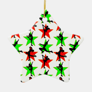 FESTIVE FIGURE SKATER CHRISTMAS DESIGN CERAMIC ORNAMENT