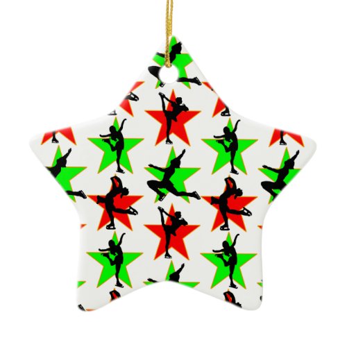 FESTIVE FIGURE SKATER CHRISTMAS DESIGN CERAMIC ORNAMENT