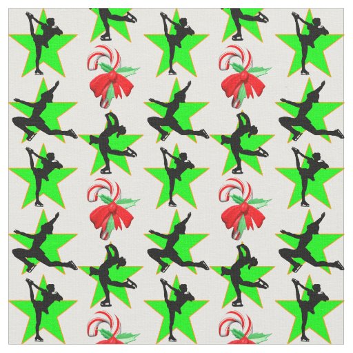 FESTIVE FIGURE SKATING CHRISTMAS DESIGNS FABRIC