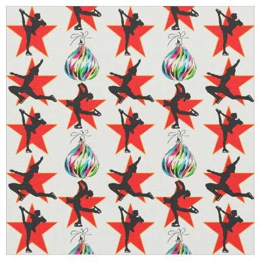 FESTIVE FIGURE SKATING CHRISTMAS DESIGNS FABRIC