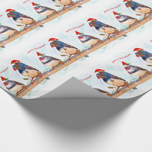 Festive Finches Wrapping Paper (Corner)
