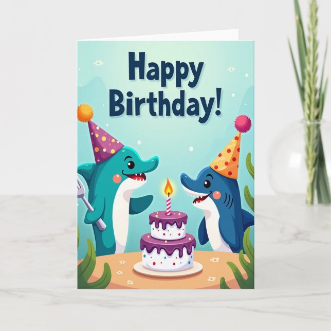 Festive Finned Birthday Card (Front)