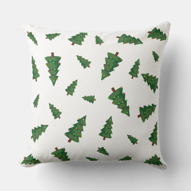 Festive Fir – Christmas Tree Pattern Throw Pillow (Front)
