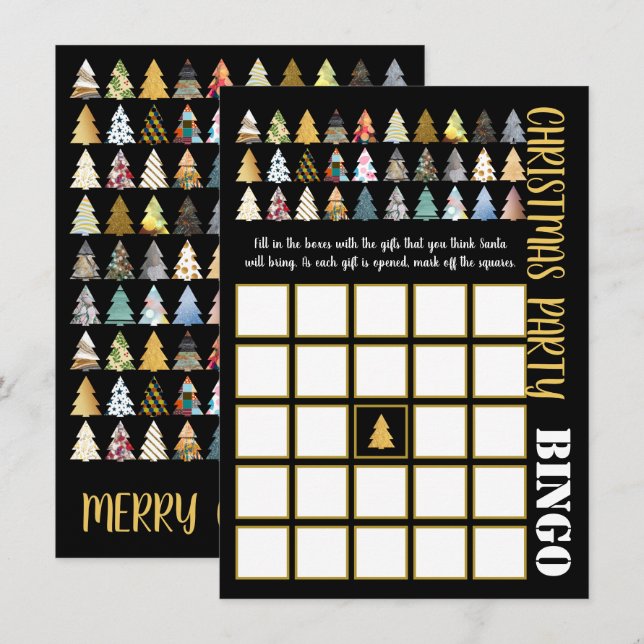 Festive Fir Trees, Christmas Party Bingo Card (Front/Back)