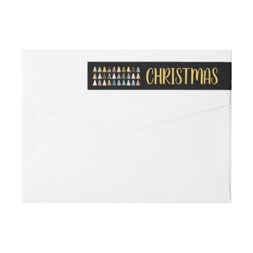 Festive Fir Trees Christmas Wrap Around Label