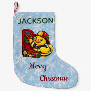 Festive Firefighter Christmas Rubber Duck Small Christmas Stocking