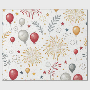festive firework new year wrapping paper