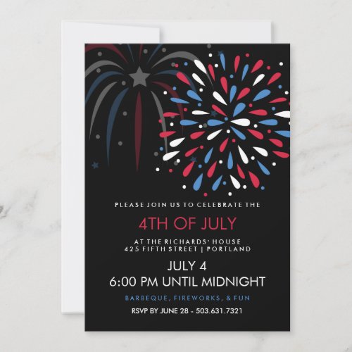 Festive Fireworks 4th of July Party Invitation