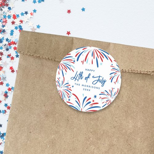 Festive Fireworks Custom 4th of July Party  Classic Round Sticker