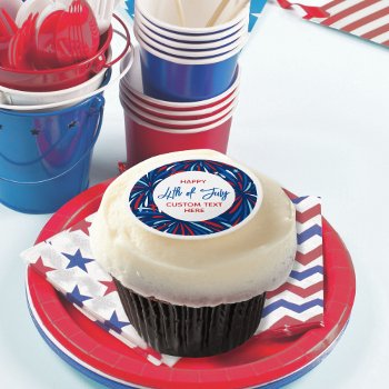Festive Fireworks Custom 4th Of July Party  Edible Frosting Rounds by colorfulgalshop at Zazzle