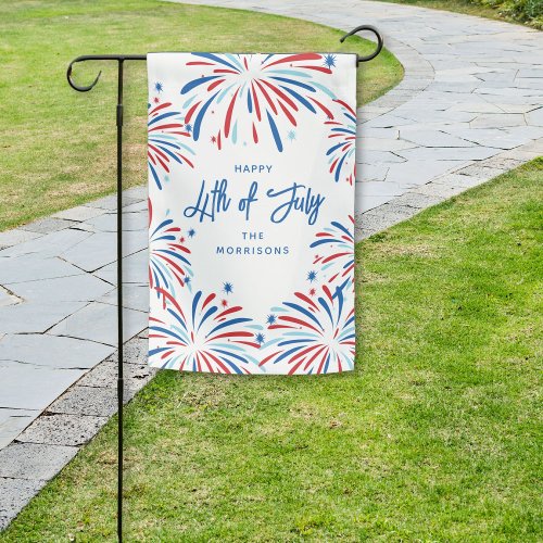 Festive Fireworks Custom 4th of July Party  Garden Flag