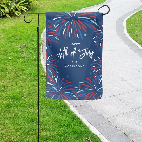 Festive Fireworks Custom 4th of July Party  Garden Flag