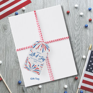 Festive Fireworks Custom 4th of July Party Gift Tags
