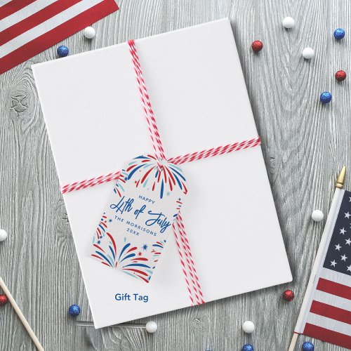 Festive Fireworks Custom 4th of July Party  Gift Tags
