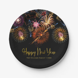 Festive Fireworks Happy New Year Paper Plates