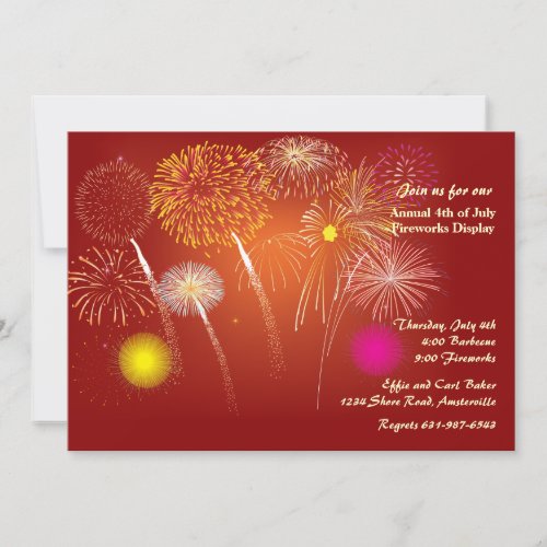 Festive Fireworks Invitation