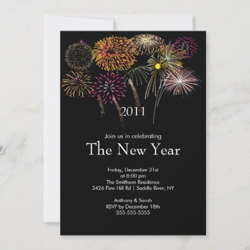 Festive Fireworks New Year Party Invitation