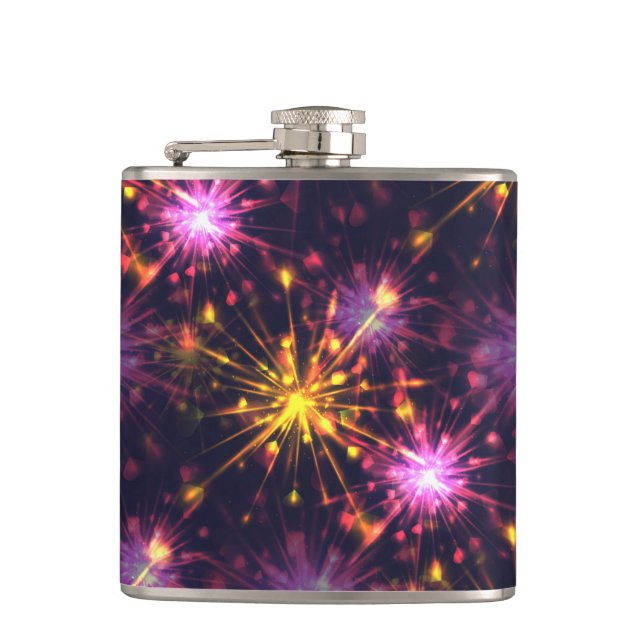 Festive fireworks of hearts  flask (Front)