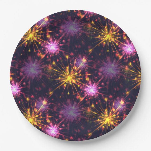 Festive fireworks of hearts  paper plates (Front)