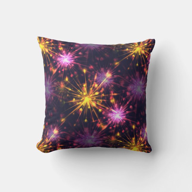 Festive fireworks of hearts throw pillow (Front)