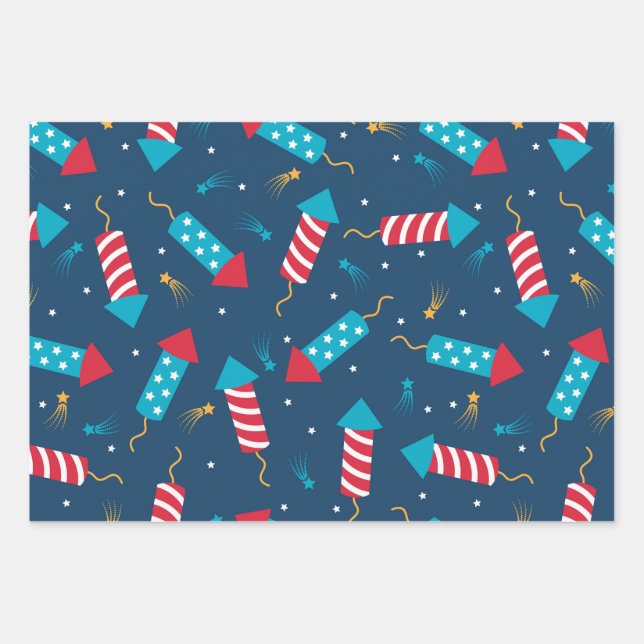 Festive Fireworks Pattern Wrapping Papers Paper Sheets (Front)