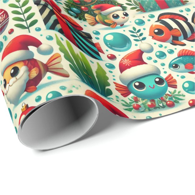 Festive Fish Christmas Wrapping Paper (Roll Corner)