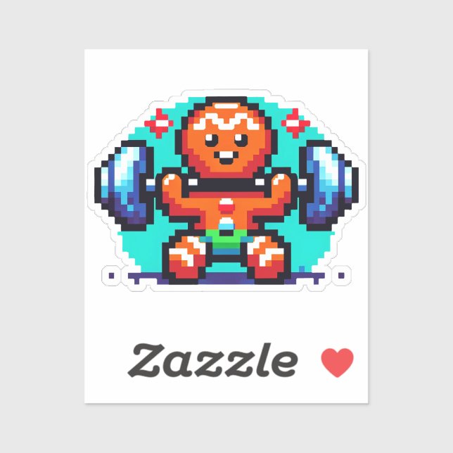 Festive Fitness Gingerbread Retro 8-Bit Christmas Sticker (Sheet)