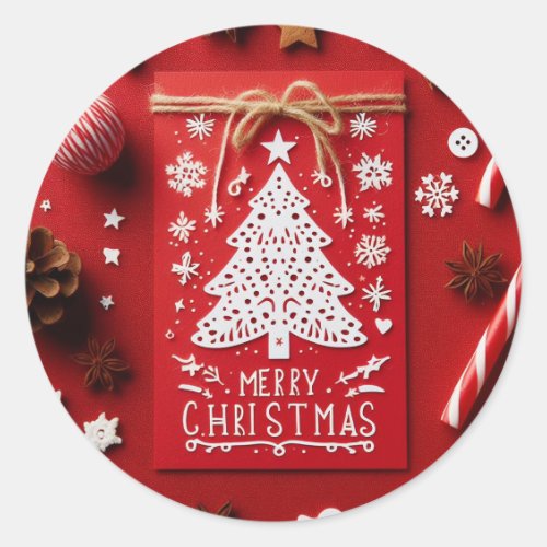 Festive Flair Merry Christmas Tree Phone Case Classic Round Sticker