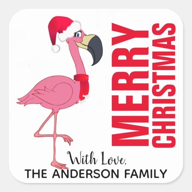 Festive Flamingo Christmas Label (Front)