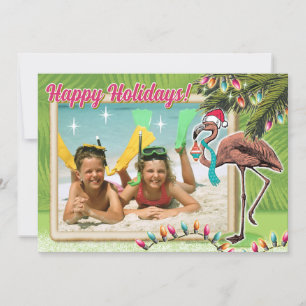 Festive Flamingo Christmas Photo Cards
