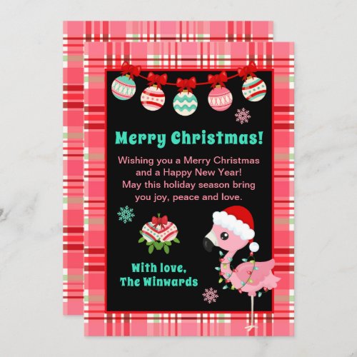 Festive Flamingo Merry Christmas Holiday Card