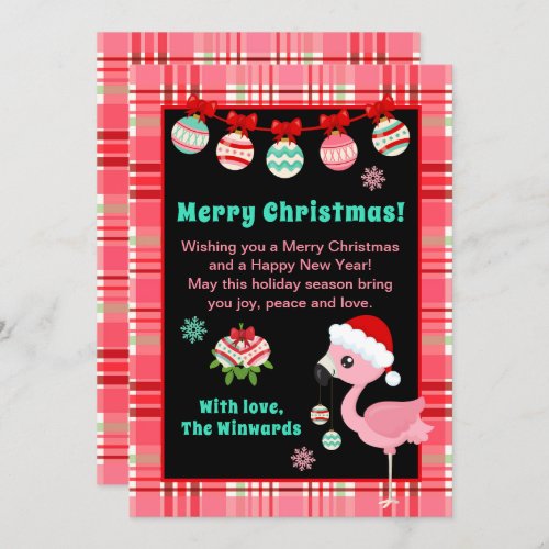 Festive Flamingo Merry Christmas Holiday Card