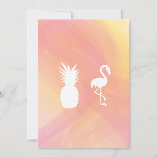 Festive Flamingo & Pineapple Birthday Invitation (Back)