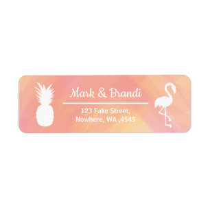 Festive Flamingo & Pineapple Watercolour Birthday Label
