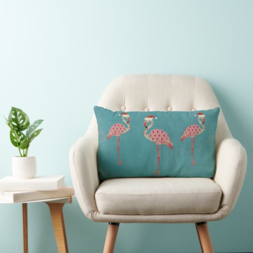 Festive Flamingos Lumbar Pillow Zazzle