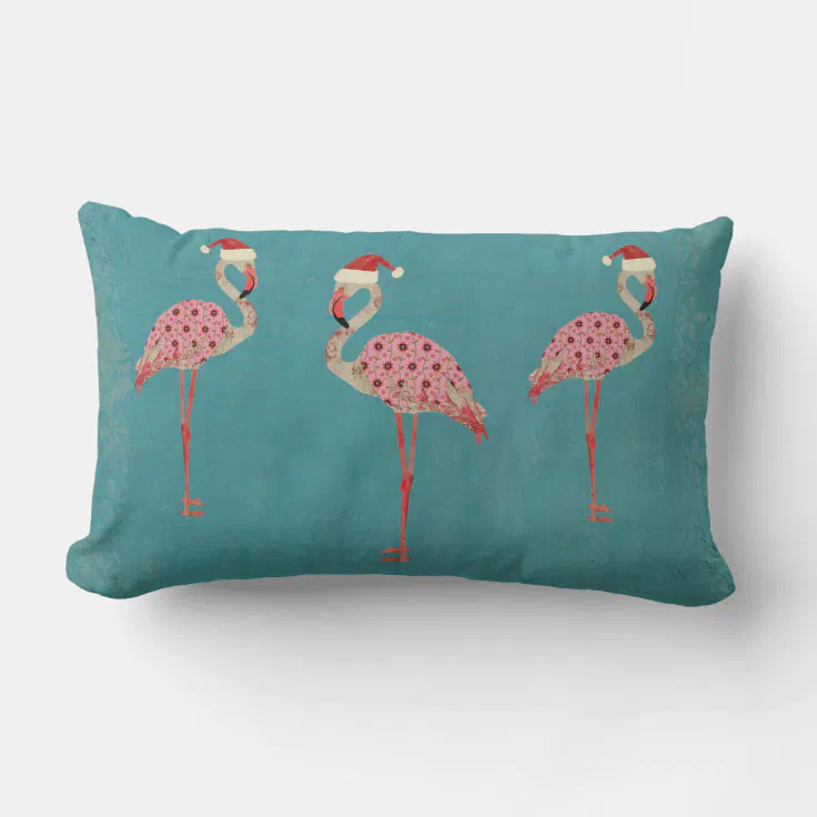 Festive Flamingos Lumbar Pillow Zazzle