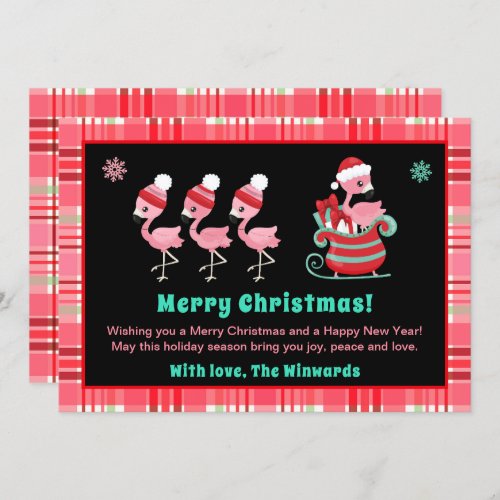 Festive Flamingos Merry Christmas Holiday Card