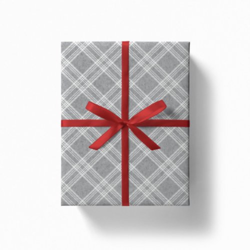 Festive flannel plaid wrapping paper _ snowflake