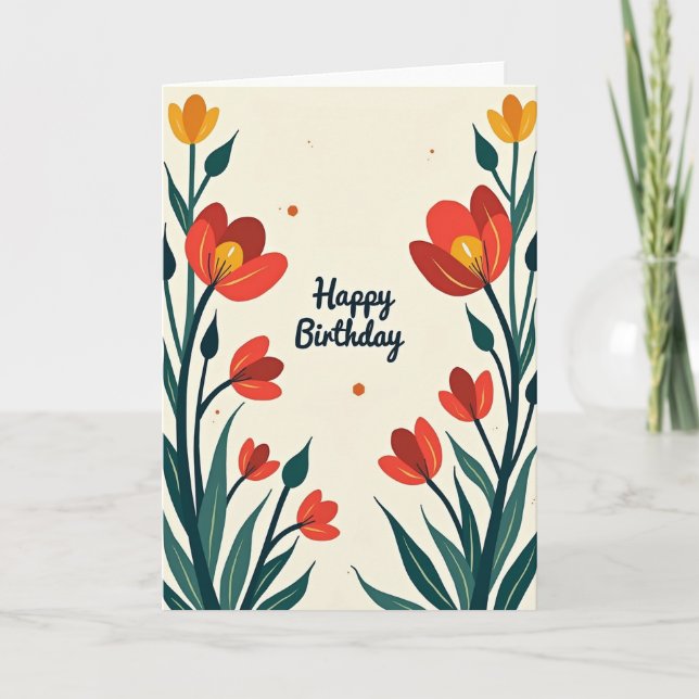 Festive Floral Art Card (Front)