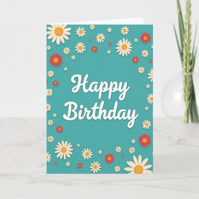 Festive Floral Birthday Card (Front)