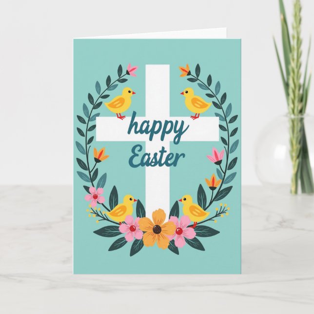 Festive Floral Cross Card (Front)