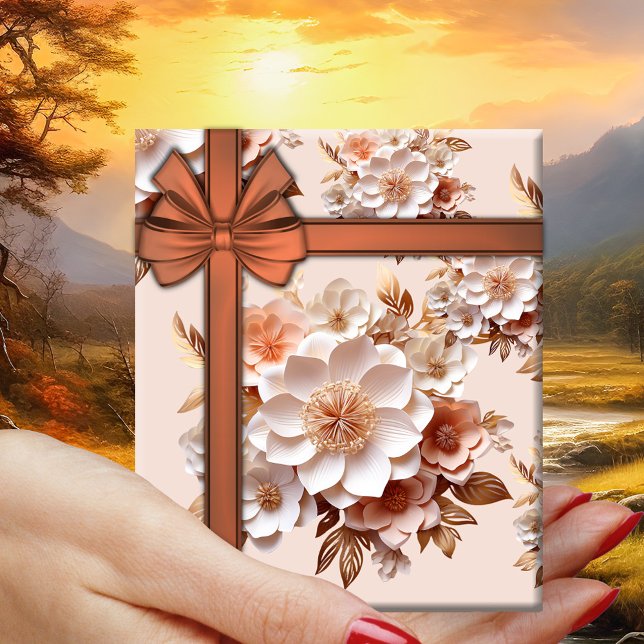 Festive Floral Design  Wrapping Paper Sheets (Wrapping paper showing a festive floral design in 3 different colors. Great for any celebration)