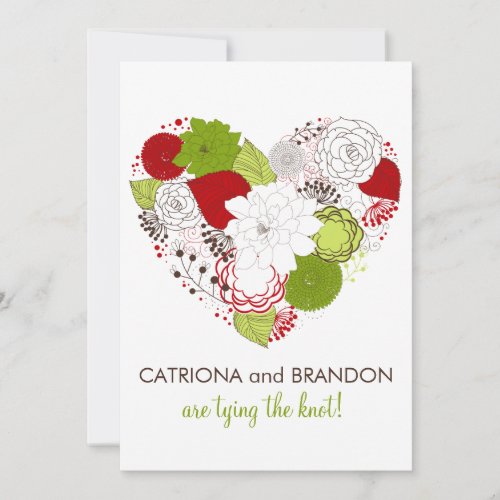 Festive Floral Heart Christmas Wedding Invitation