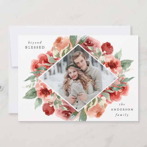 Festive Floral  Holiday Photo Card