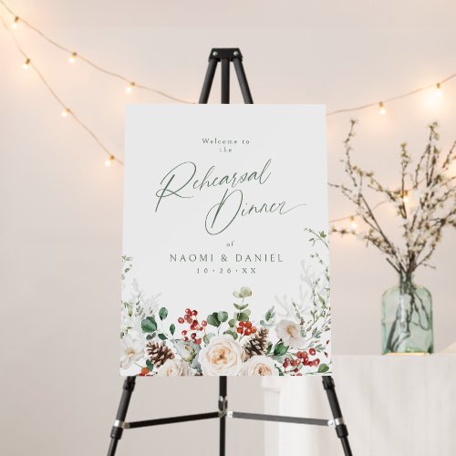 Festive Floral Holiday Winter Rehearsal Dinner Foam Board