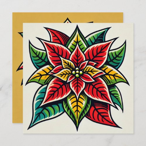 Festive Floral Pop Art Poinsettia Scrapbook Invitation