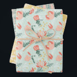 Festive Floral Wrapping Paper Flat Sheet Set of 3<br><div class="desc">Festive Floral and Stripe Holiday wrapping paper sheet set from Cape and Cardinal</div>