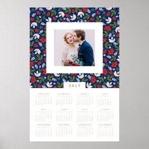 Festive Florals 16x24 2017 Yearly Photo Calendar Poster