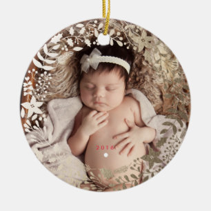 Festive Florals Personalized Christmas Ornament